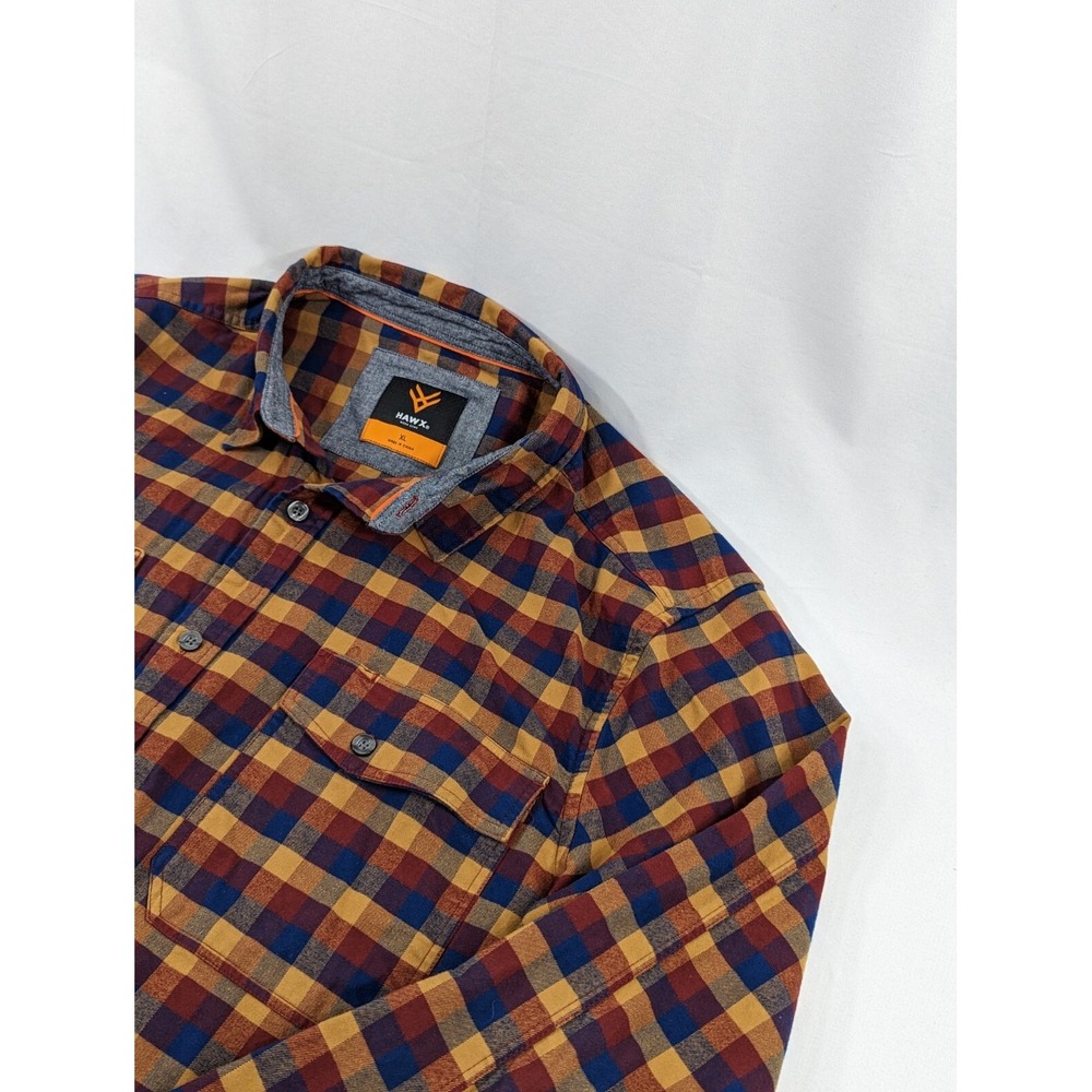 HAWX Shirt XL‎ Flannel Plaid Blue Red Long Sleeve Work Gear Men's XL Button Down